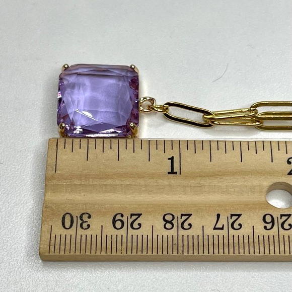 NEW Necklace Purple Amethyst Faceted Glass Paperclip Chain 16" 18" 20" MA07 - Picture 4 of 5